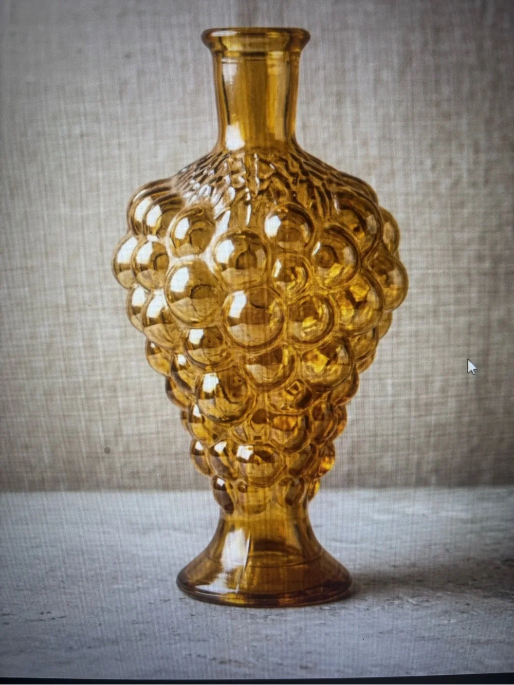 Vintage Amber glass grape cluster bud. Vase Mid Century Retro Home Decor